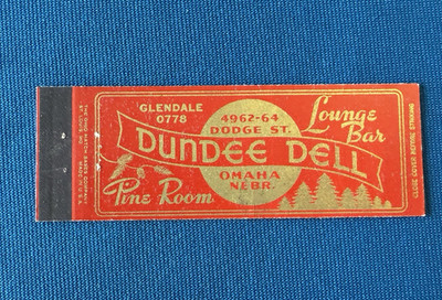 Dundee Dell Lounge Bar Omaha Nebraska VTG Matchbook Cover L#1127