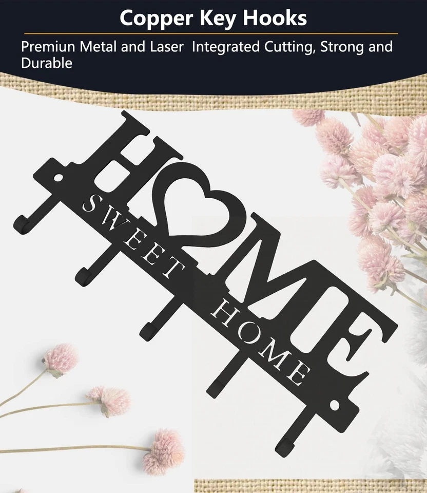 Porta llaves ganchos organizador colgante estante montado en la pared con tornillos y anclajes H... Foto 4 de 4