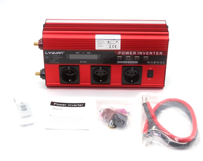 LVYAN Power Inverter 3000W 6000W 12V - 230V Spannungswandler Wechselrichter Rot