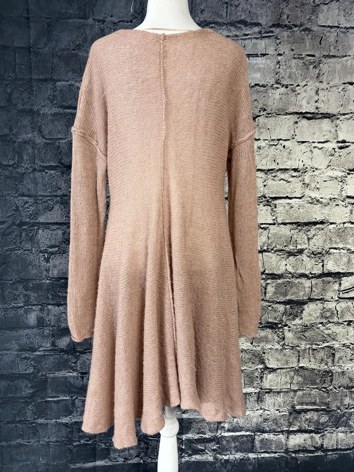 Vestido Suéter Free People Para Mujer M Malva Mezcla de Lana de Alpaca Cuello en V Dobladillo Acampanado Boho Foto 3 de 4