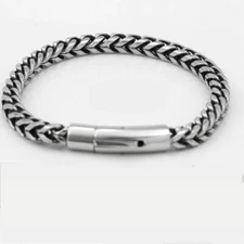 Men 8.5" Stainless Steel Braided Franco Chain Clasp Bracelets High Polish Box
