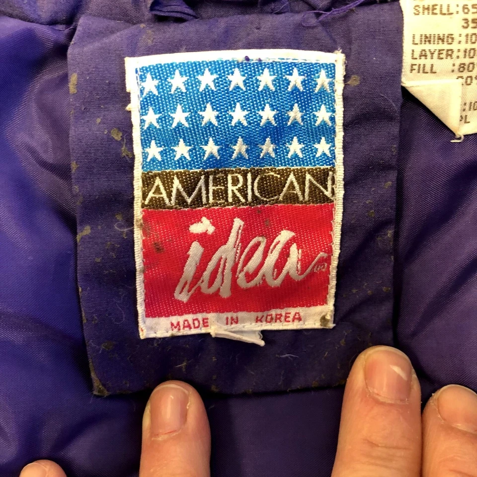 De Colección Años 80 90 Negro Púrpura ABAJO Relleno PUFFER Abrigo RETRO Invierno Nieve ESQUÍ Chaqueta XL Foto 4 de 4