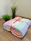 Hand Crochet Rainbow Baby Blanket Knitted Plush Plaid Newborn Shower Gift