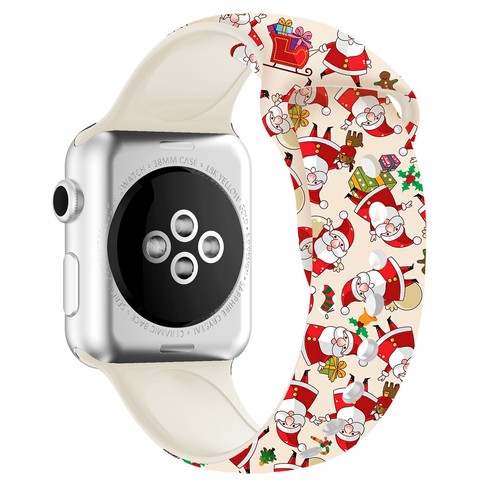 Silicone Straps For Apple Watch Series 6 SE 5 4 3 2 1 Christmas Wristwatch Band - Picture 68 of 157