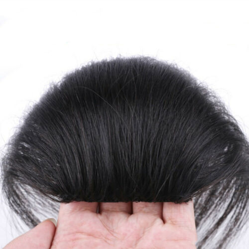 15 cm Human Hair Mini Topper Toupee Bangs Clip Hairpiece Top Wig For Women Men - Afbeelding 1 van 4
