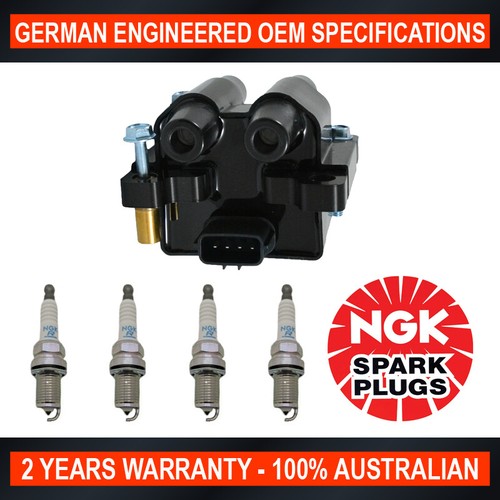 4x NGK Platinum Spark Plugs w/ Swan Ignition Coil Pack for Subaru