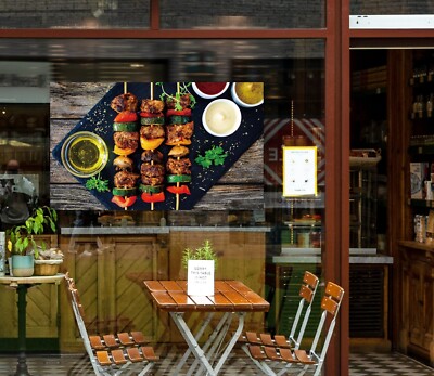 Autocollant Mural 3D – Grillade Kebab Style Magasin, Vinyle, Déco Originale