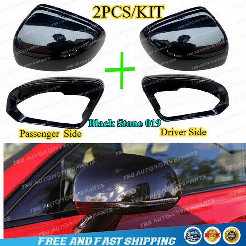 2PCS Obsidian Black Driver&Passenger Side Mirror Cover for VOLVO S60 S90 2019-24