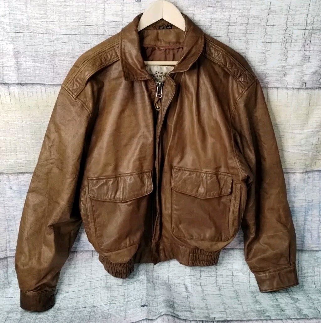 leather jacket dark brown 本革 80-90's US Vintage 80s/90s Mens MEMBERS ONLY Brown Leather Bomber