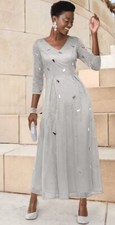 Size 14 Ashro Meeda Mirror Mesh Formal Wedding Church Party Maxi Gown Dress