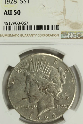 1928 Peace Dollar :  NGC AU50