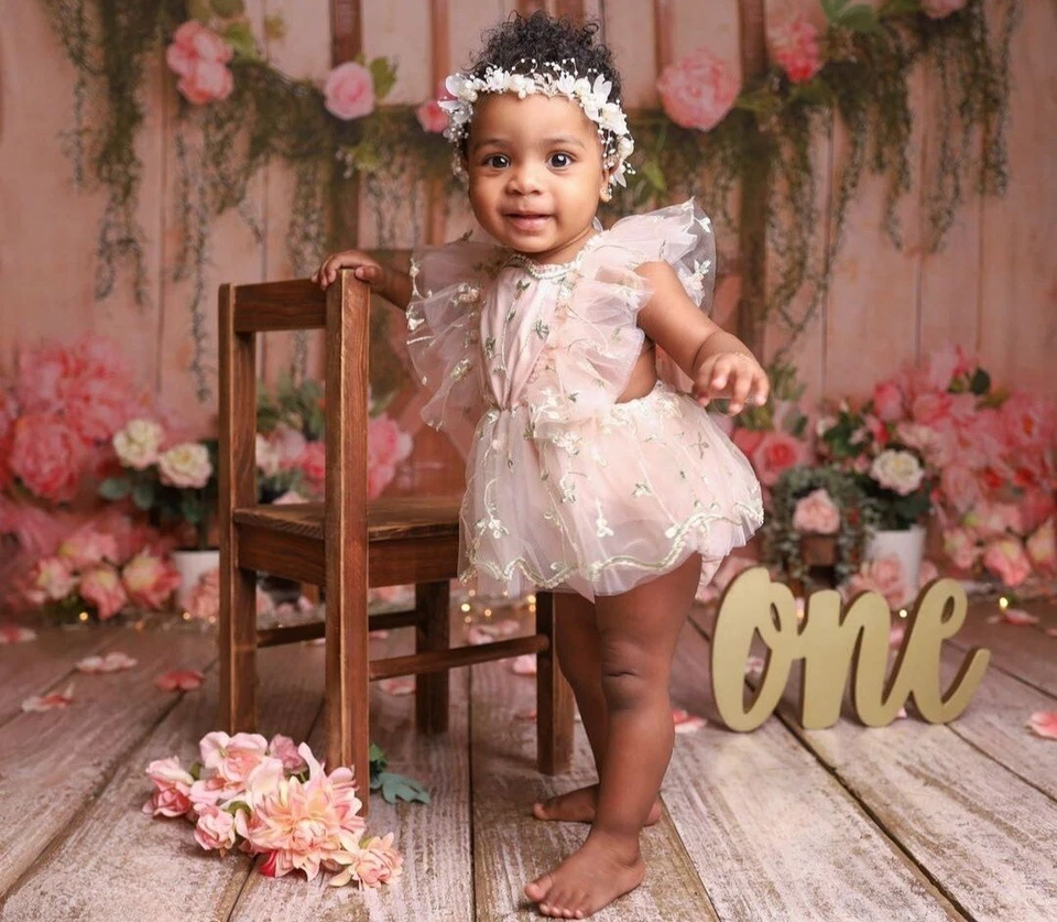 Baby Girl 1st Birthday Dress Cake Smash Outfit Girls Tulle Party Dress - Image 2 of 4
