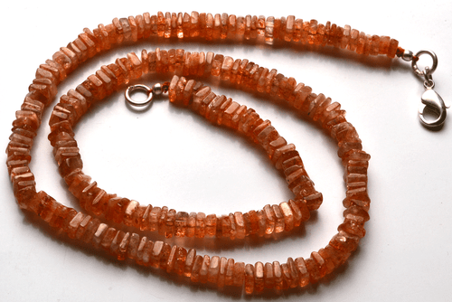 Natural SUPER QUALITY SUN STONE SMOOTH SQUARE Shape Necklace 3.5- 4 MM 16 INCH - Picture 3 of 4