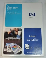 HP Glossy 4 x 6 Photo Paper 60 Sheets Inkjet 8.5 mil C7893A Made In Japan