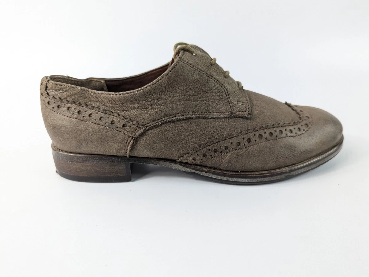Faith Brown Nubuck Leather Wingtip Brogue Shoes Uk 4 Eu 37 eBay