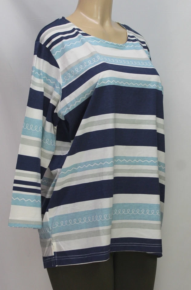 Top vintage Adrian Delafield para Haband manga 3/4 rayas multicolor talla XL Foto 4 de 4