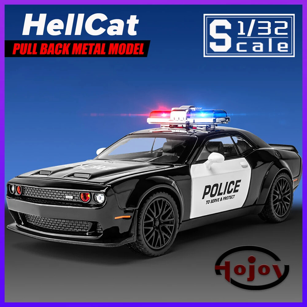 1/32 Toy Car Challenger HellCat Police Diecast Alloy Car Model Toy