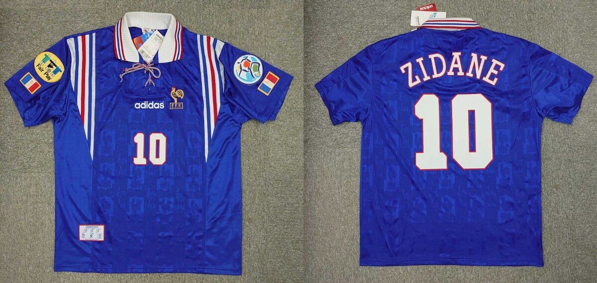 NWT ZIDANE 10 L FRANCE NATIONAL TEAM 1996 Maillot Home NWT ZIDANE 10 L FRANCE NATIONAL TEAM 1996 Maillot Home