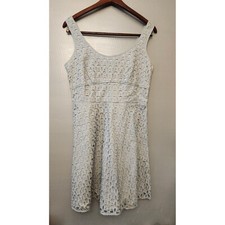 Ann Taylor Loft Blue Eyelet A-Line Mini Dress 6P Petite Sleeveless Summer