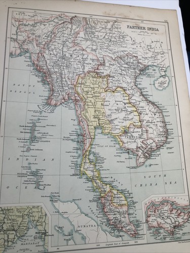 1891: Map of Farther India China & Japan #CTA36 Original Antique Vintage Print - 第 1/21 張圖片
