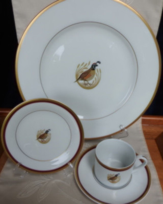 PICKARD Charlotte Moss Quail Charger B & B Plate Flat Cup & Saucer