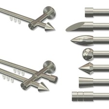 Innenlauf Gardinenstange Vorhangstange Edelstahl Optik mit 16 mm Ø, günstig
