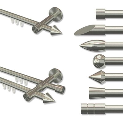 Innenlauf Gardinenstange Vorhangstange Edelstahl Optik mit 16 mm Ø, günstig