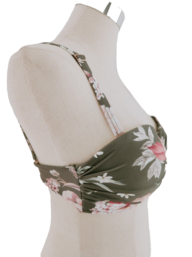 Sea Level Swim Martini Bikini Set Bandeau Bra High Waisted Bottoms Size 10 Khaki - Picture 2 of 12