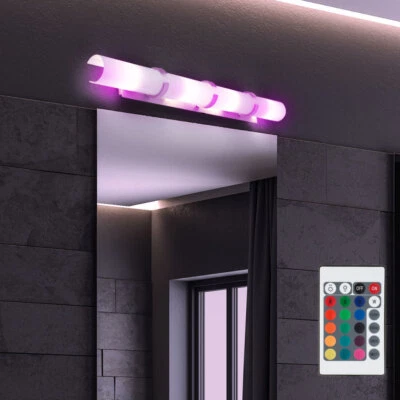 Couloir Lumière de Salle Bain Murale Verre Blanc Dimmable LED Télécommande RGB - Photo 1/4