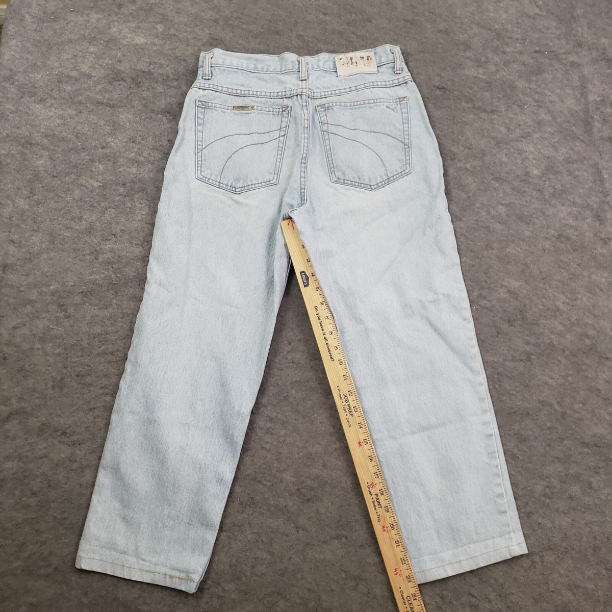 【MODERNIF】White Washing Denim Pants VINTAGE Puma Jeans Women 30x24 Crop Mom High Rise Light Wash