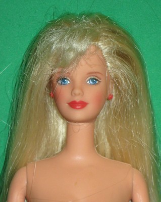 BASIC BARBIE DOLL-TWIST WAIST, STRAIGHT ARMS-RED RING & EARRINGS-NUDE FOR OOAK