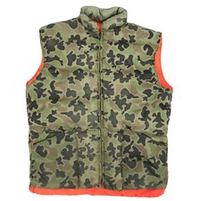 Vintage USA Made 10X Down Filled Woodland Camo Camouflage Hunting Vest Men Large