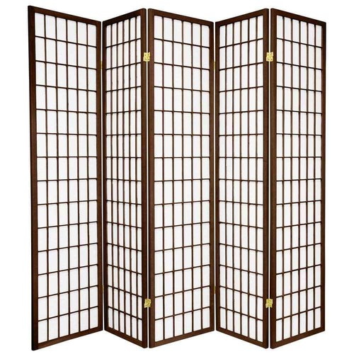 6 ft. Walnut 5-Panel Room Divider