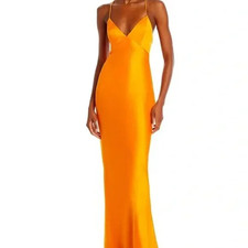 NWT Alice & Olivia Original Sample-Orange Tie-back Gown-Size 0-Retail $595