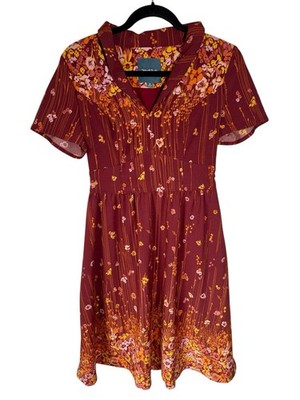 modcloth burgundy dress ModCloth Size 10 Women's Burgundy Red Dress Long Sleeve