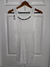 Size M 100% Authentic Chrome Hearts Neck Logo Scroll Rib Tank Top White Medium