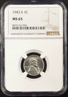 1943 S Lincoln Cent certified MS 65 by NGC!