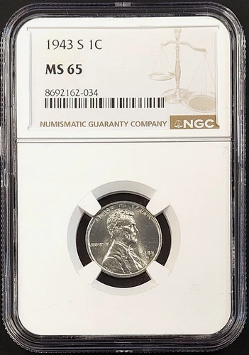 1943 S Lincoln Cent certified MS 65 by NGC!
