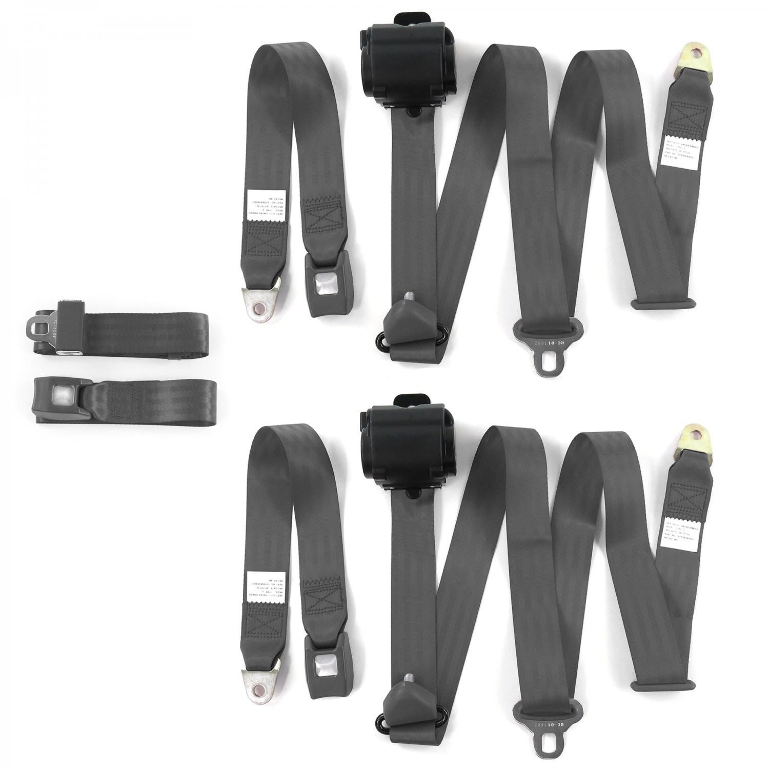 Chevy LUV Truck 1972-80 std 3pt Charcoal Retractable Bench Seat Belt Kit - 3pc 