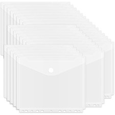 EOOUT 30Pcs Binder Folders, Pockets, 11 Holes Clear 29.5x24.5,