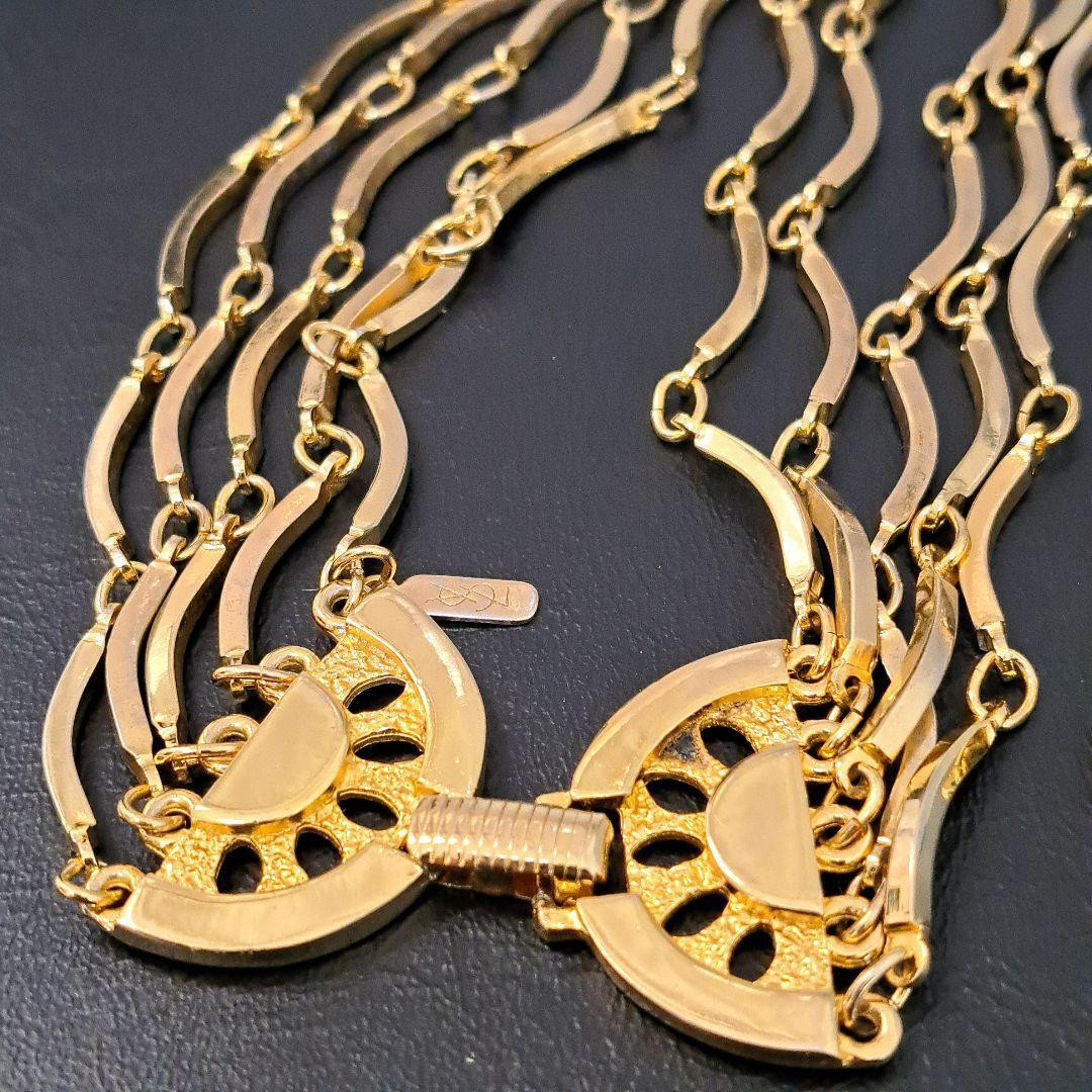 YVES SAINT LAURENT Necklace Gold 5-Row Cassandra Vintage YVES SAINT LAURENT Necklace Gold 5-Row Cassandra Vintage