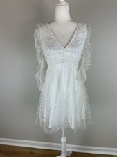 Lulus Small White Dress Swiss Dot Lace Overlay Bridal Wedding Fairy Princess