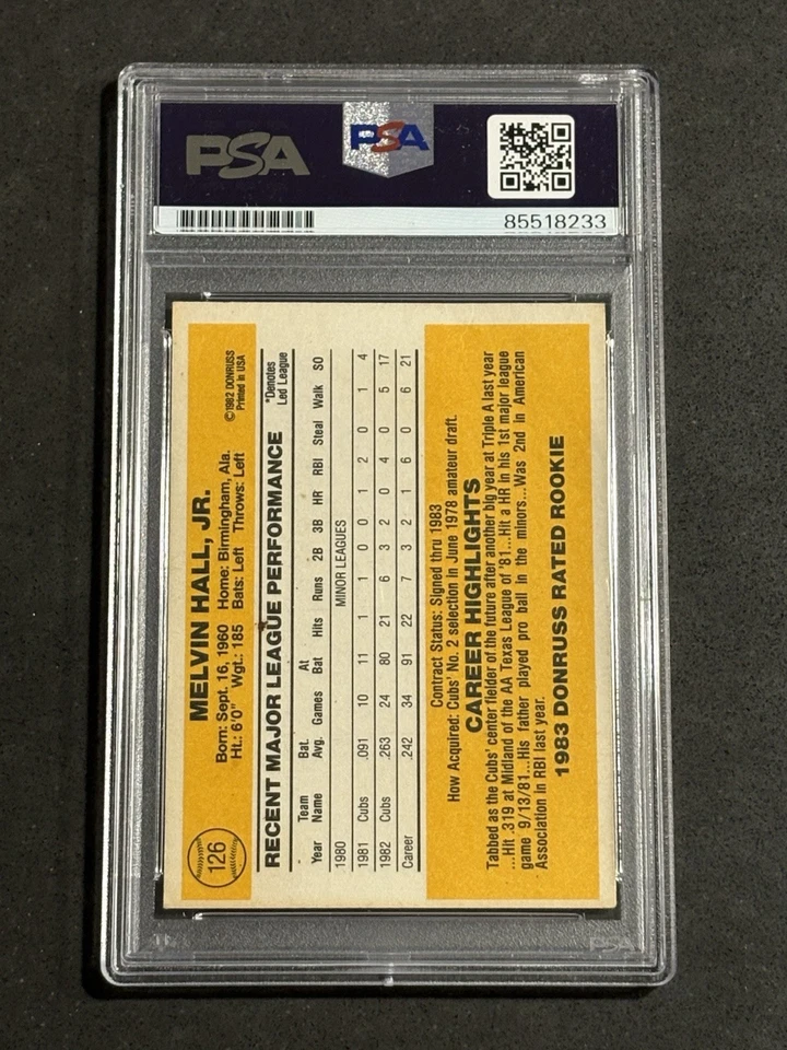 MEL HALL 1983 DONRUSS SIGNED AUTOGRAPHED ROOKIE CARD #126 PSA/DNA CERTIFIED - Image 2 of 2