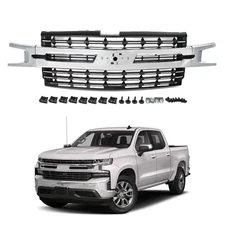 Front Bumper Grille Chrome Grill For 2019 2020 2021 Chevy Silverado 1500 LT RST