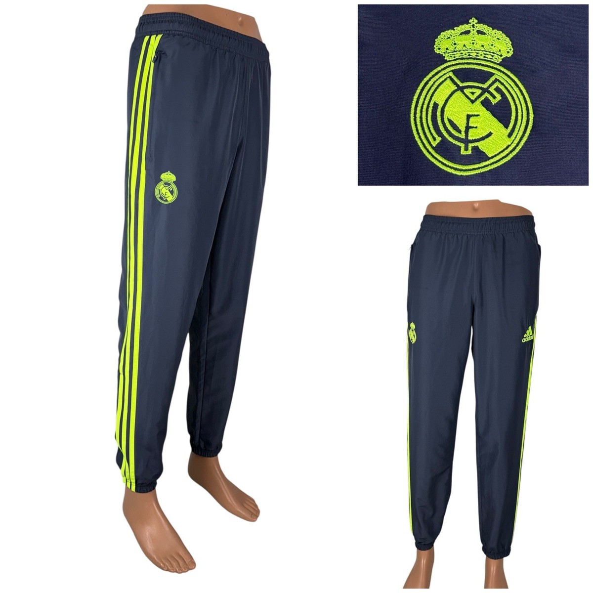 Real Madrid Adidas Men Small Pants Gray Embroidered Logo 2015-16