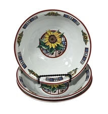 3 Sunflower Cereal / Soup Bowls Int’l  Tableworks Country Farm Cottage 8” X 2”