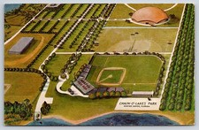 Winter Haven FL~Chain O'Lakes Park Aerial~Red Sox Baseball Field~1965 Artist