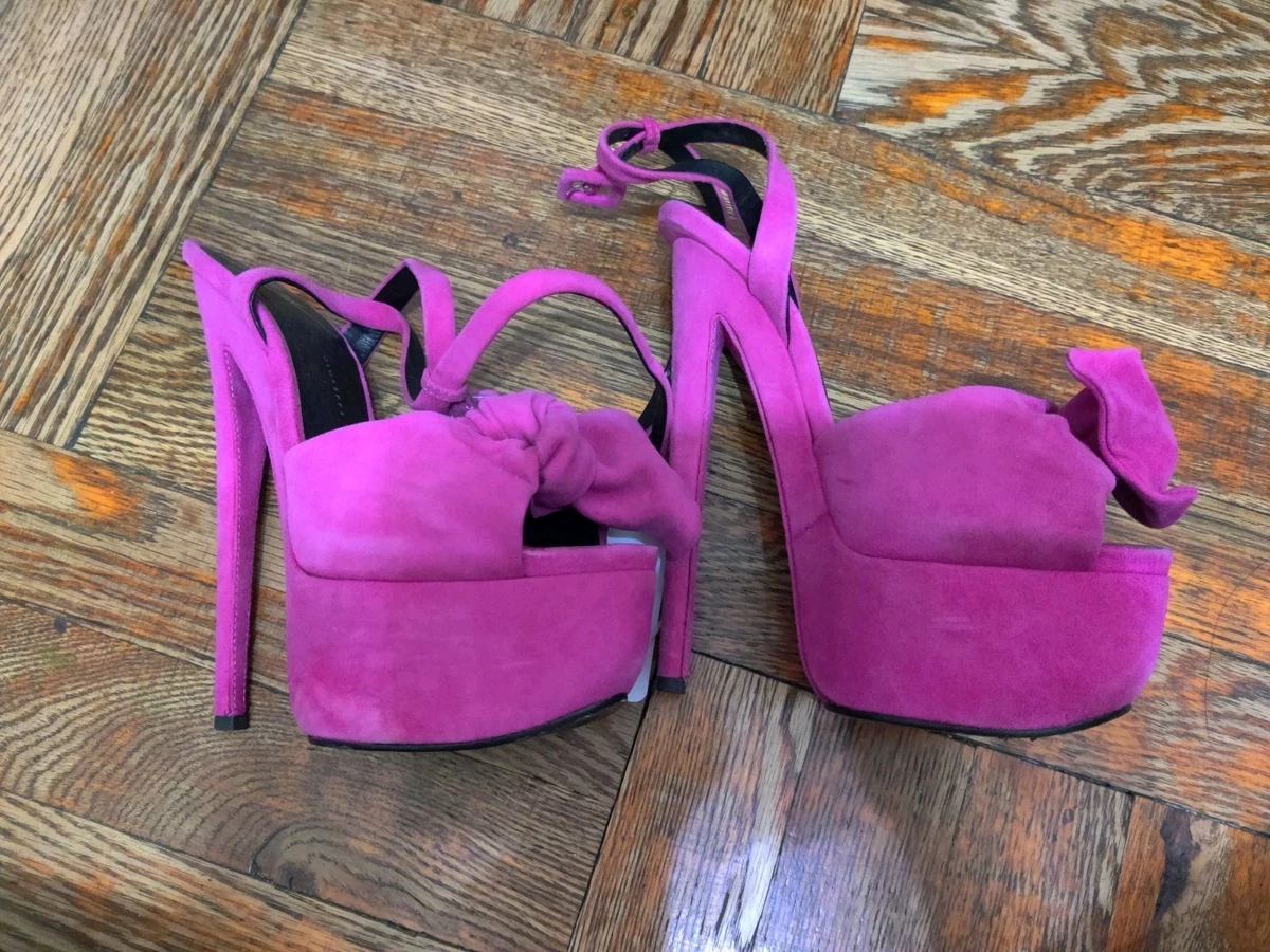 Chaussures Plates Femme Giuseppe Zanotti - Cuir Fuchsia - Taille 37 IT - Neuf Avec Boîte