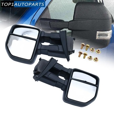 For 15-18 Ford F150 Matte Black Manual Extendable Side Towing Mirrors Left&Right