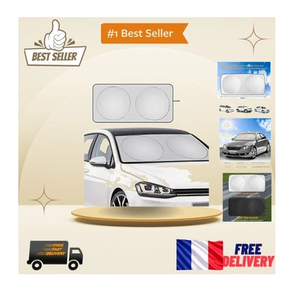 Pare-Brise-Soleil Argenté 160x86 cm - Protection Anti-UV et Isolation Chaleur - Photo 1/4